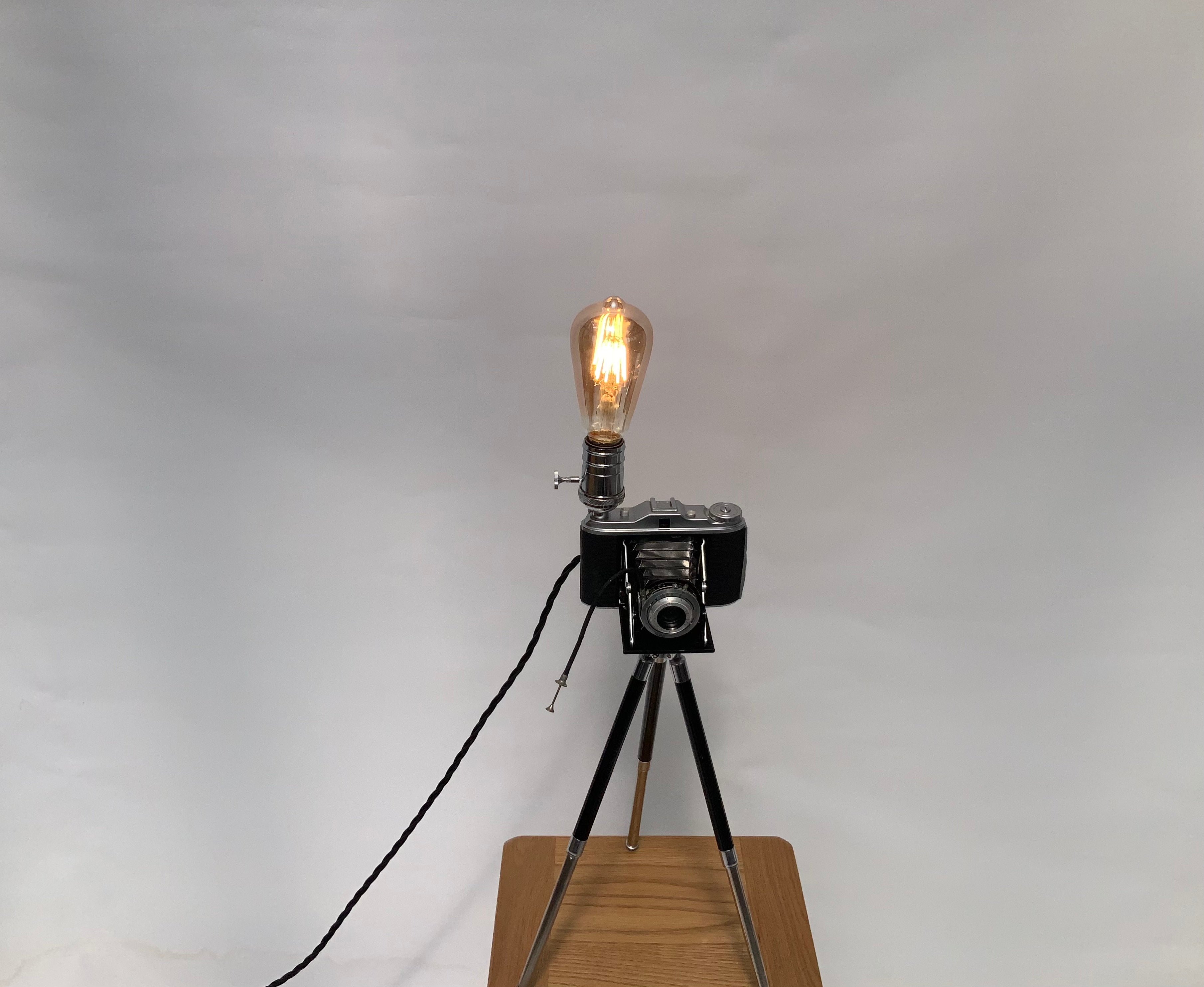 German Made 1960s Agfa Isolette repurposed into a stunning camera lamp.