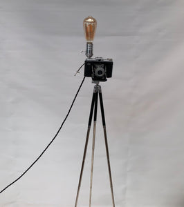 German Made 1950s Zeiss Icon Nettar repurposed into a stunning camera lamp.