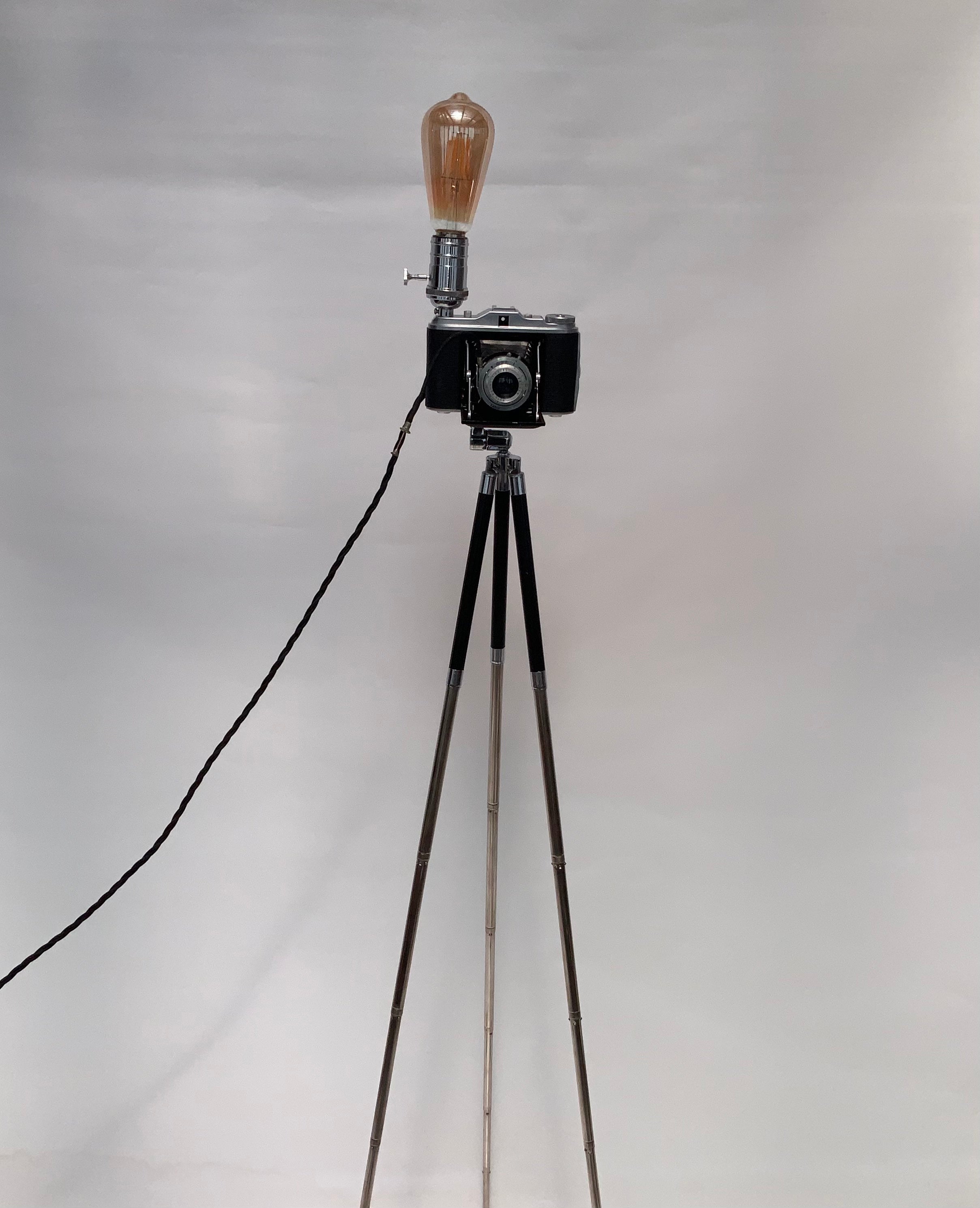 German Made 1960s Agfa Isolette repurposed into a stunning camera lamp.