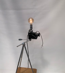 British Made 1950s Agifold Camera Repurposed into a stunning camera lamp.