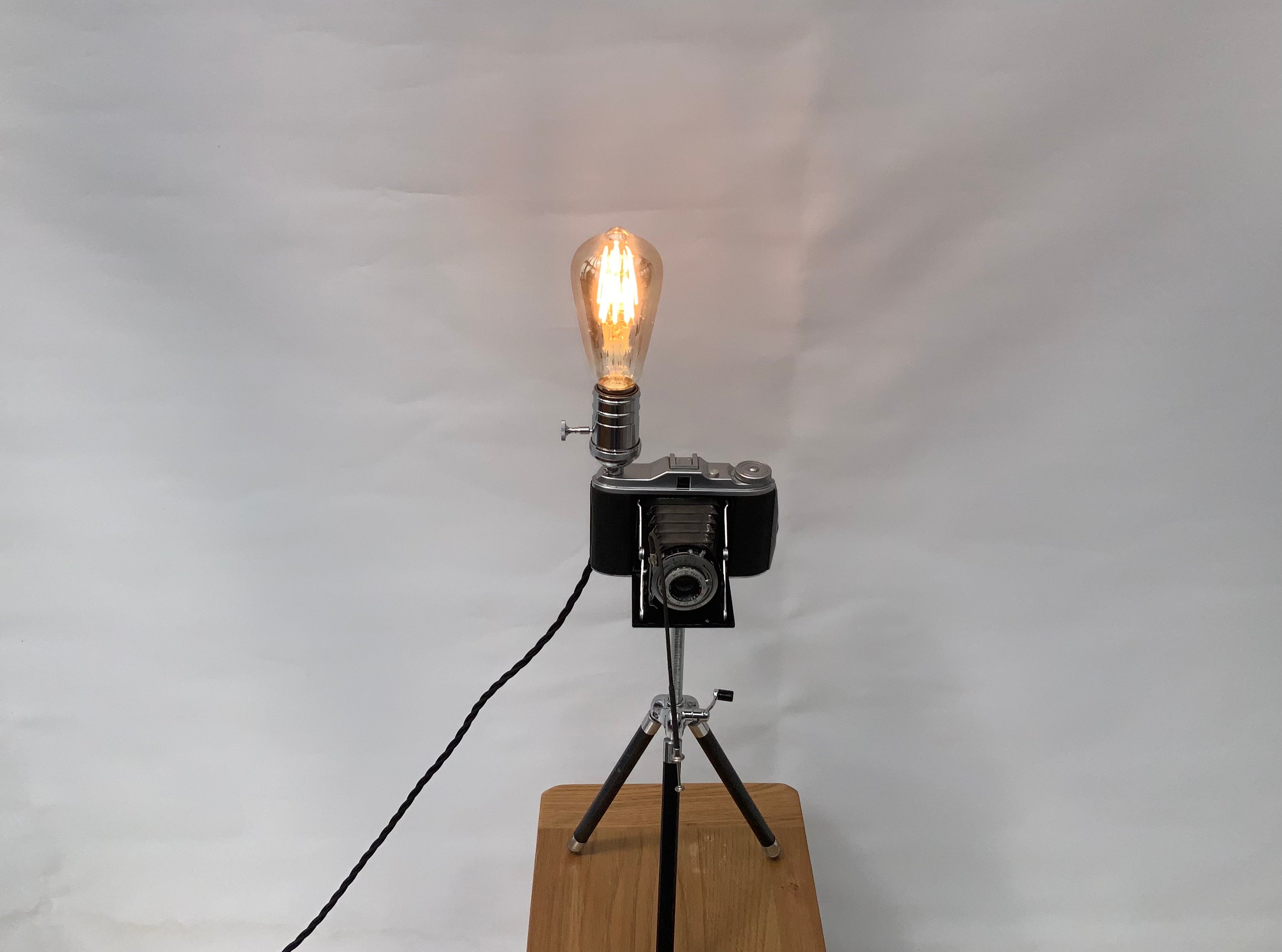 German Made 1960s Agfa Isolette repurposed into a stunning camera lamp.