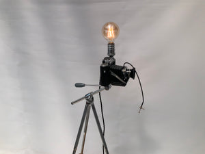 British Made 1950s Agifold Camera Repurposed into a stunning camera lamp.