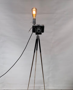 German Made 1950s Zeiss Icon Nettar repurposed into a stunning camera lamp.